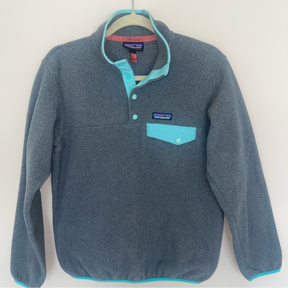 Patagonia Men’s Snap T Synchilla Fleece Pullover S Outdoors Gorpcore Nickel/Teal - Picture 3 of 6